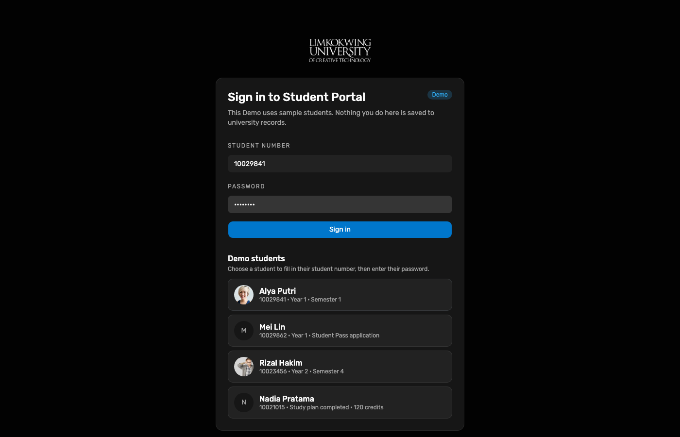 Student sign-in Alya