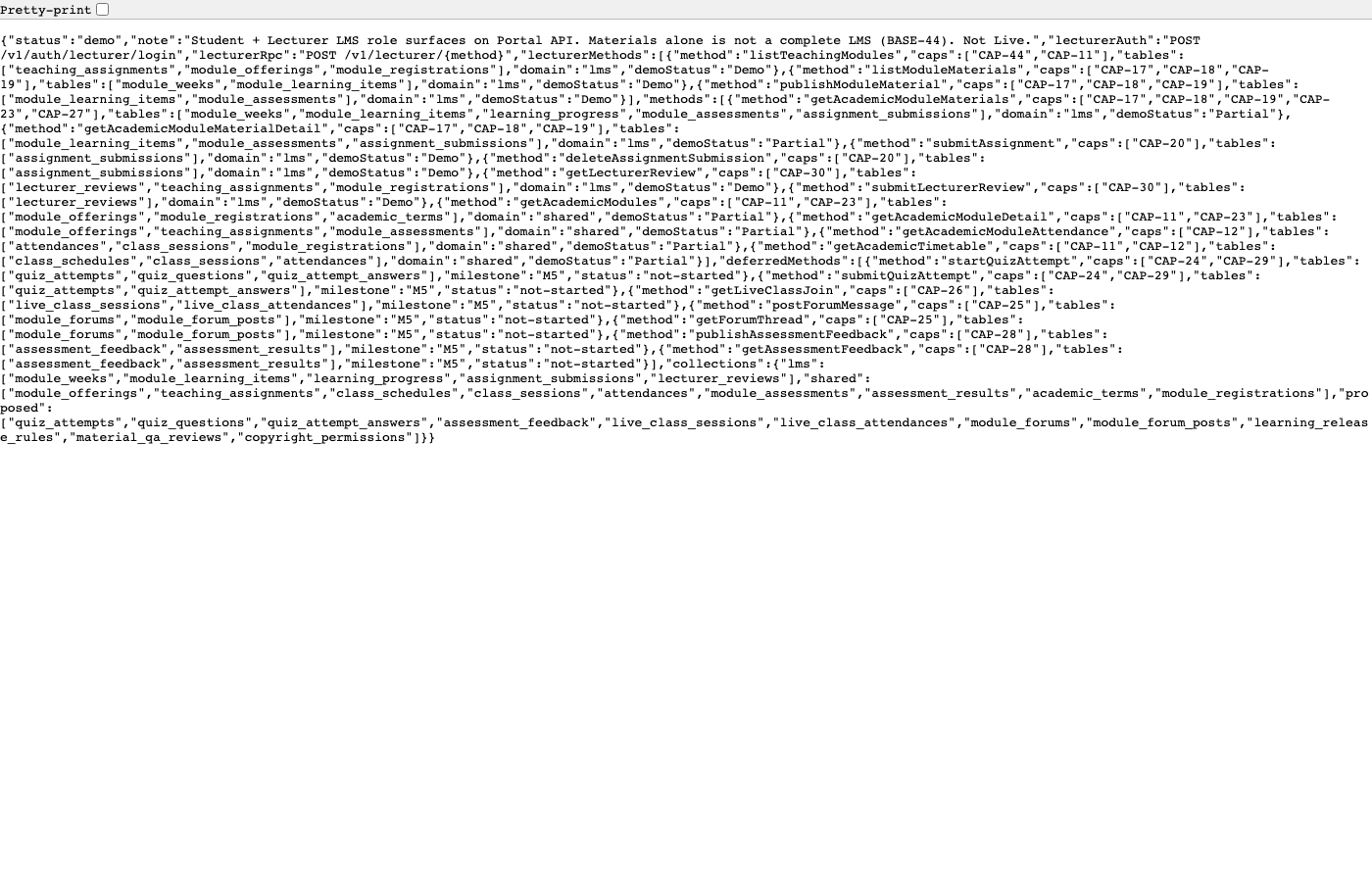 LMS meta JSON catalogue